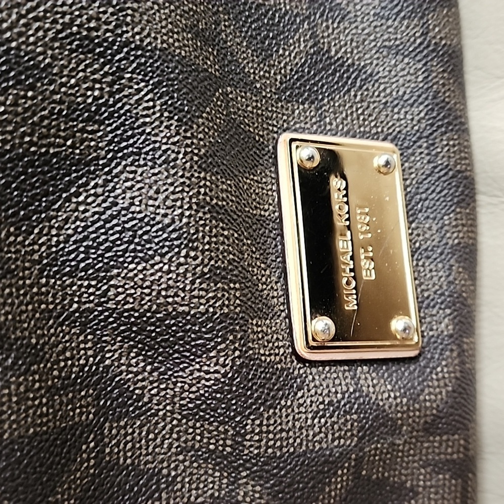 Michael Kors Dark Brown Monogram Shoulder Bag Preowned - Picture 3 of 11